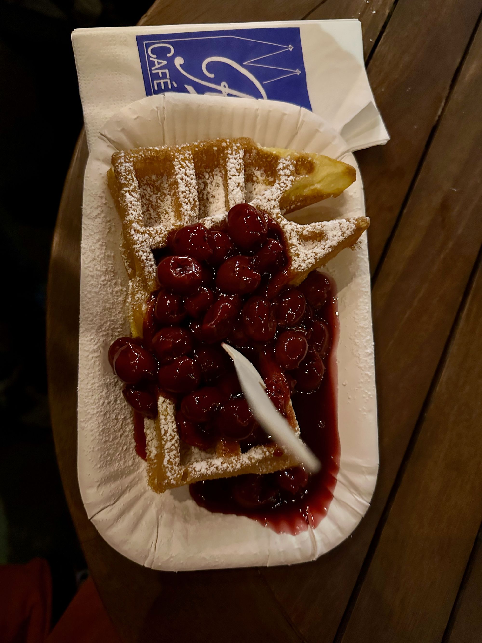 Waffle with Cherry Sauce