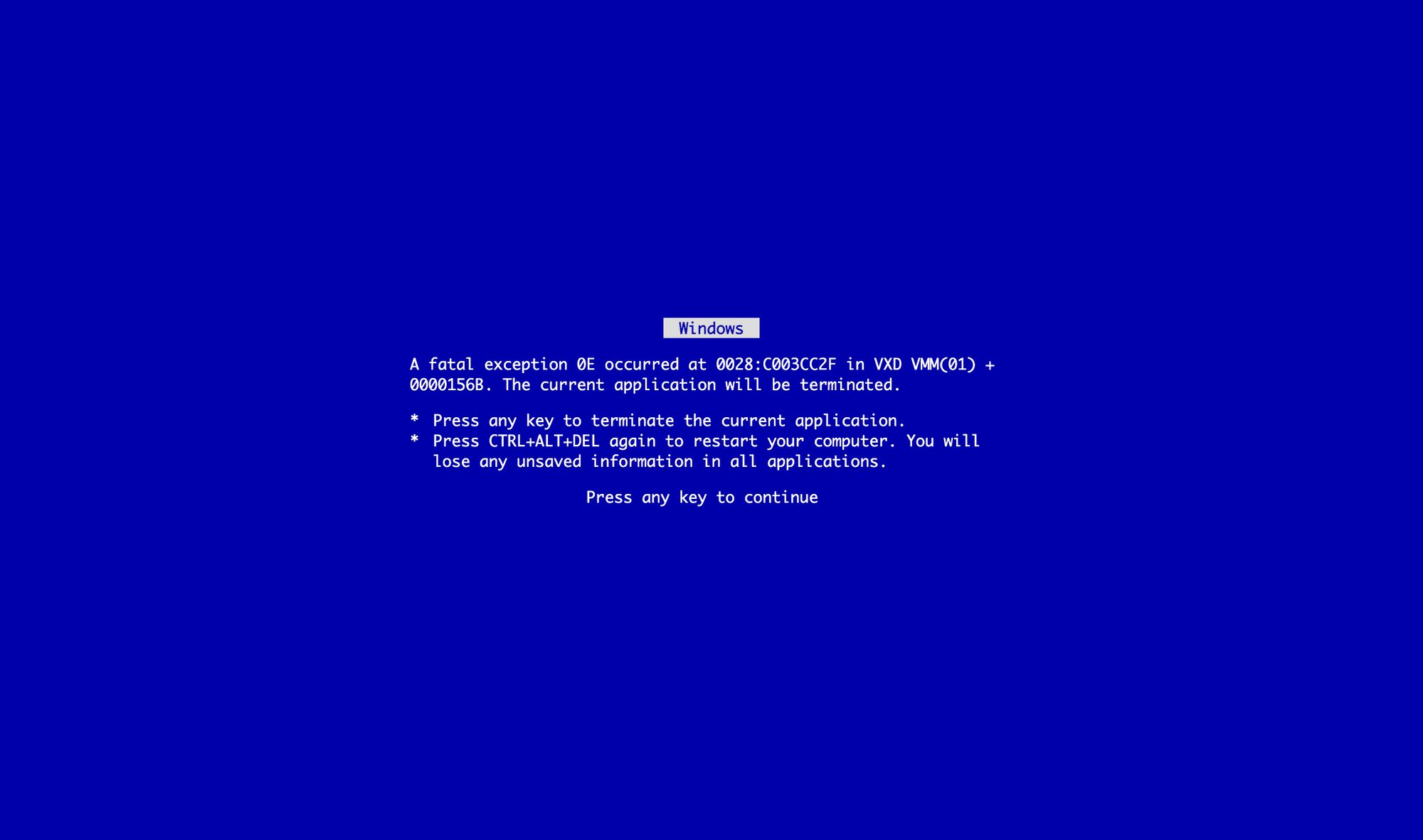 Modern Simulation of Windows 95 BSOD